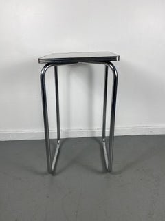 Unusual Bauhaus Style Black and Tubular Chrome Table / Stand / Wolfgang Hoffmann