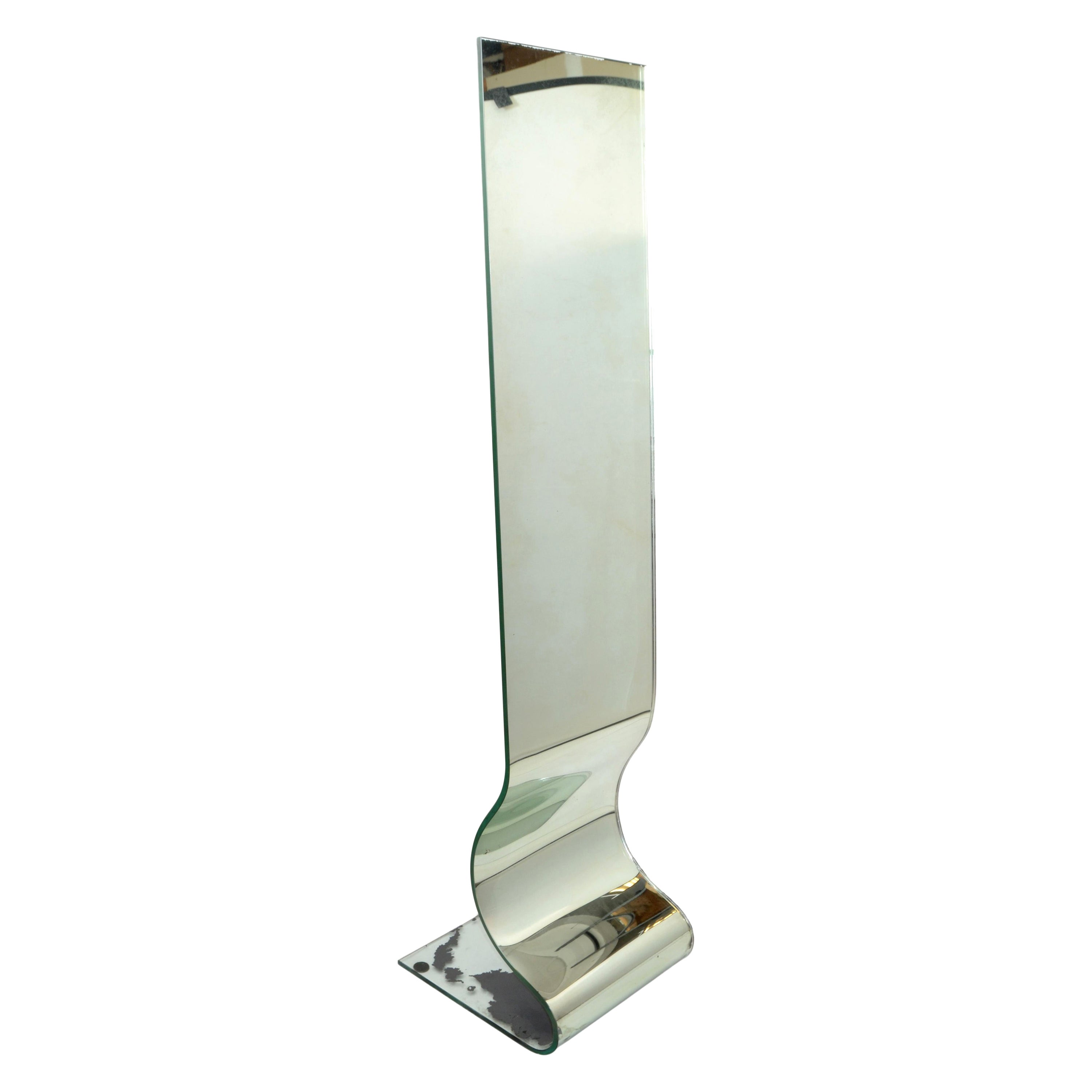 Miroir de sol rectangulaire à cadre inhabituel, moderne du milieu du siècle, 1970