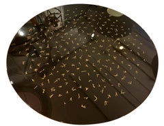 Bespoke Ebonized & Lacquered Circular Table on Steel and Brass Base