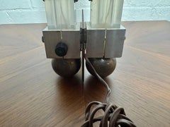 Unusual Bespoke Kinetic Lucite/Brass/Steel Architectural / Industrial Desk Lamp