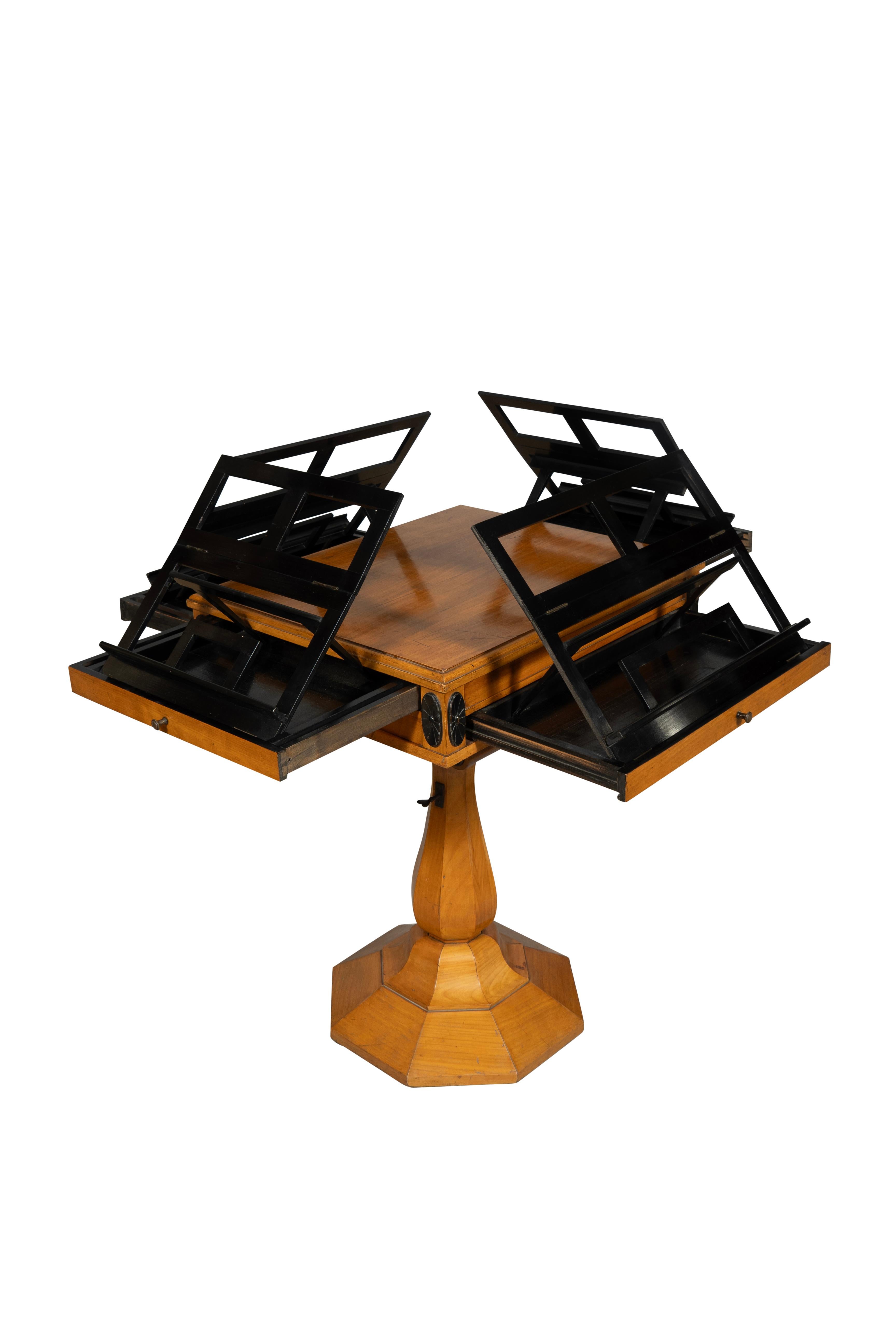 Autrichien Stand de musique inhabituel Biedermeier Birch Quartetto en vente