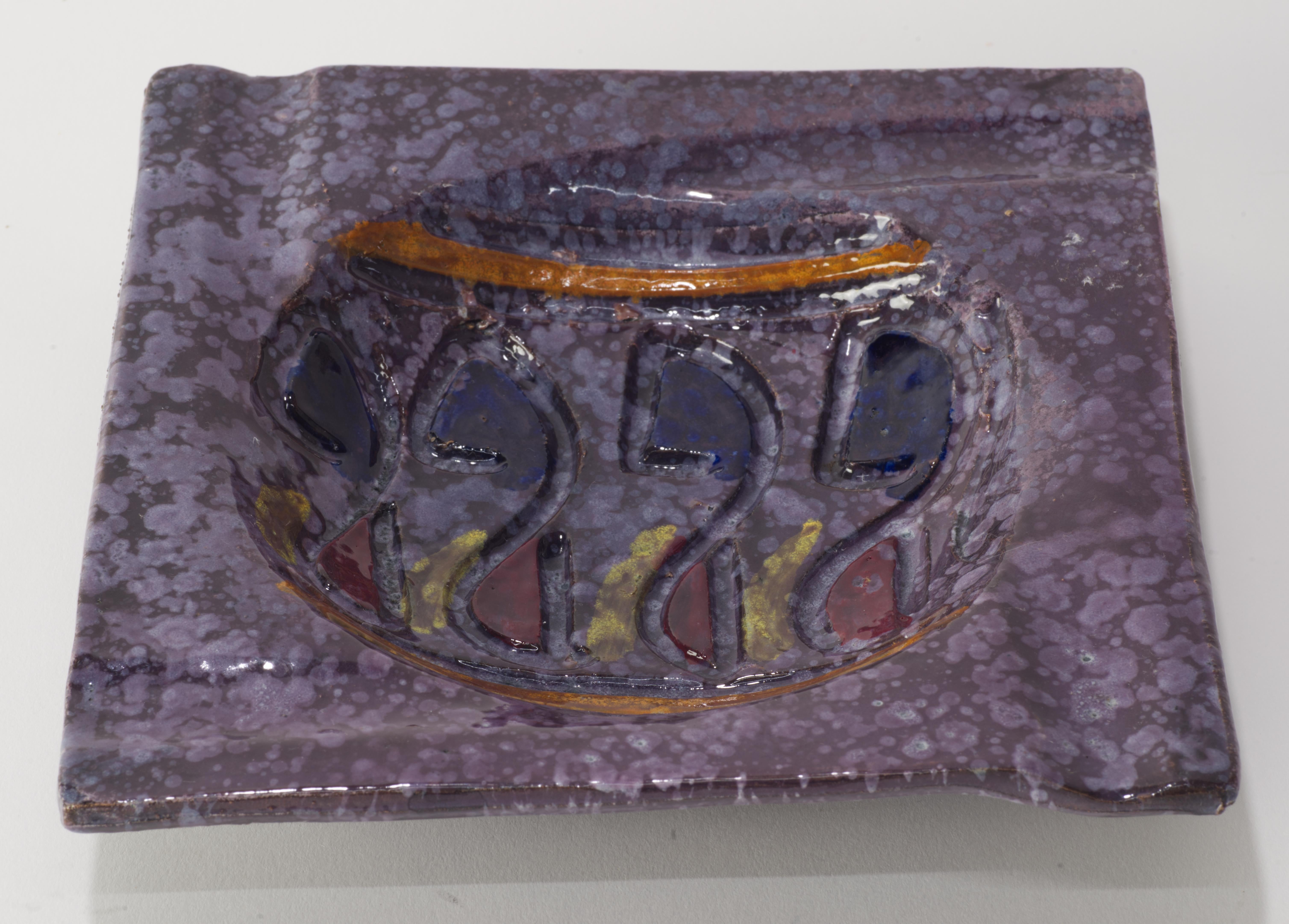 Unusual Bitossi Sgraffito Ceramic Ashtray Catch All For Sale 1