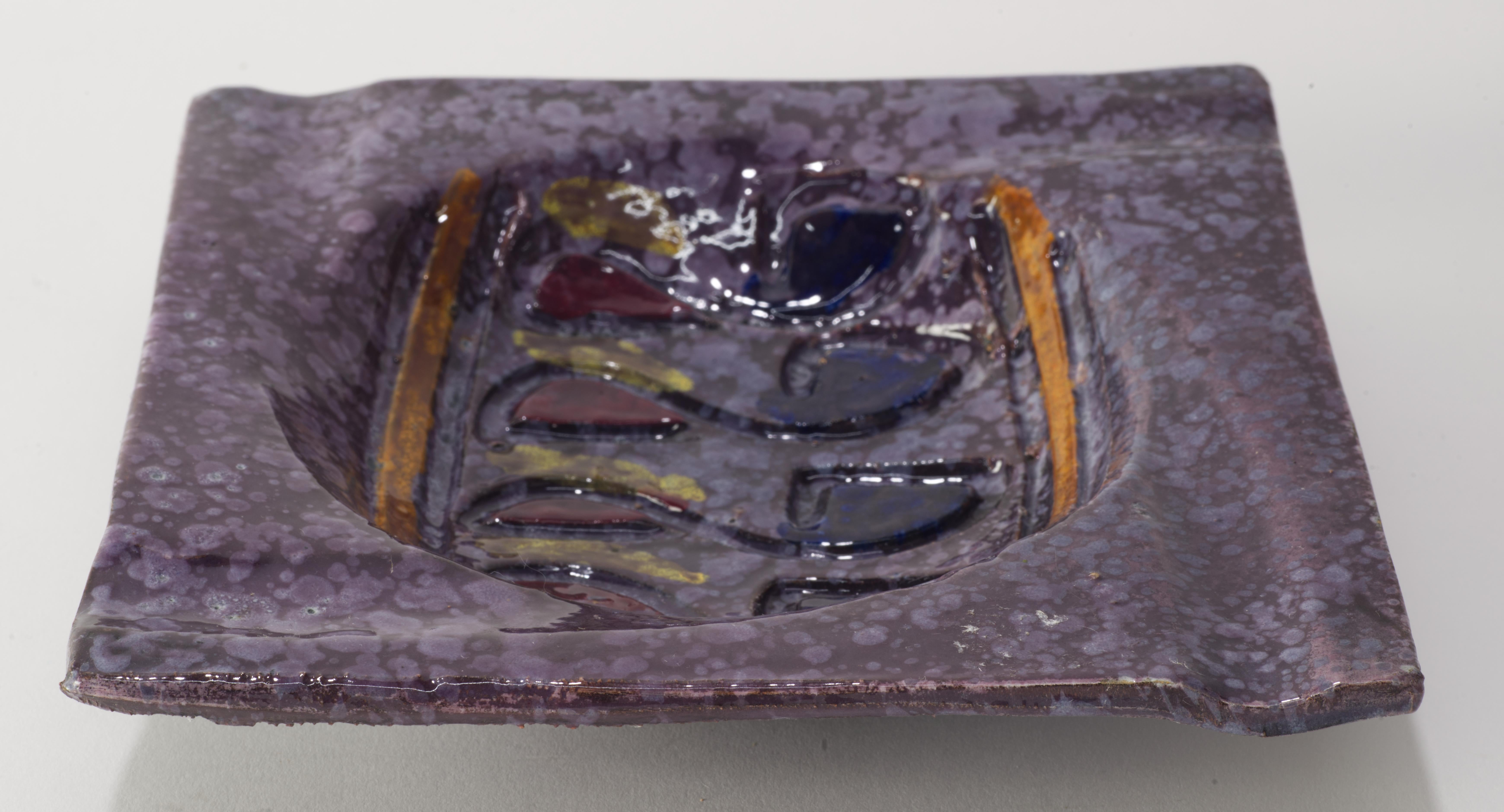 Unusual Bitossi Sgraffito Ceramic Ashtray Catch All For Sale 2
