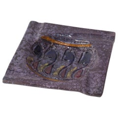 Unusual Bitossi Sgraffito Ceramic Ashtray Catch All