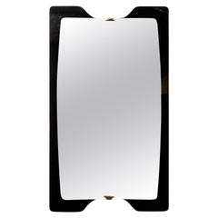 Unusual Black Glass Surround Mirror with Brass Details