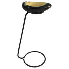 Unusual Black Lacquered and Ceramic Ashtray or Vide-Poche, French, circa 1960