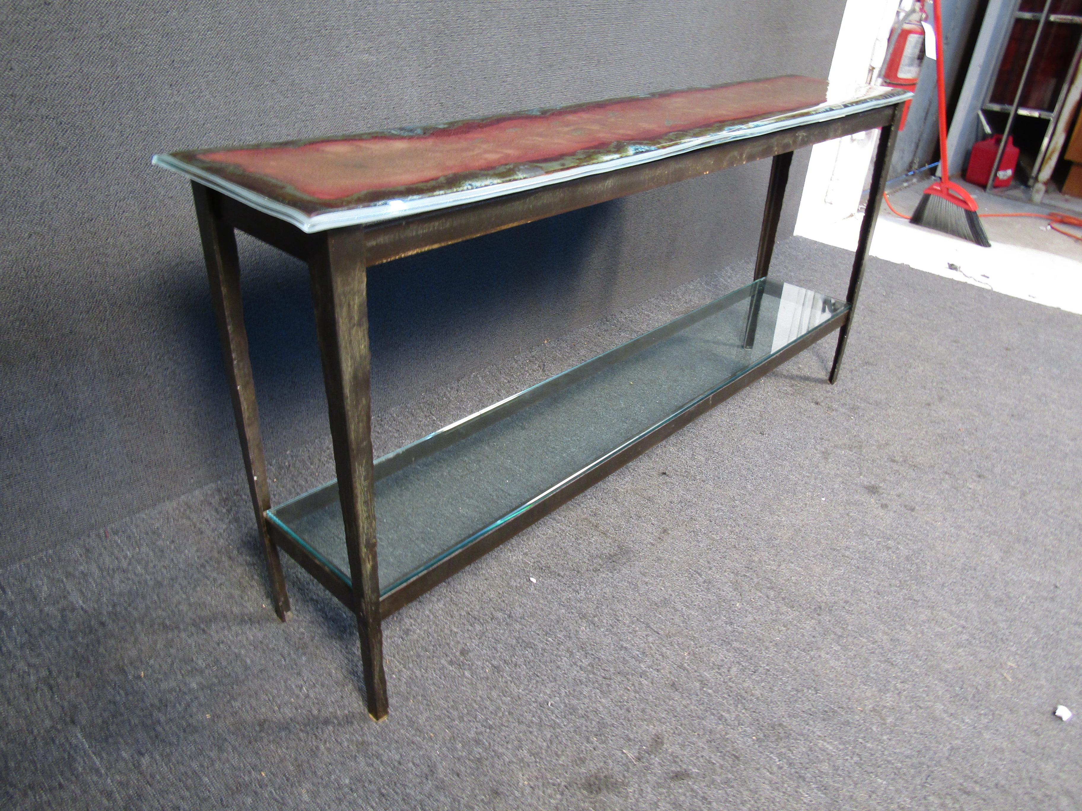 Mid-Century Modern Unusual Blown Glass Console Table