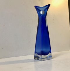 Unusual Blue Swedish Art Glass Vase from Elme Glasbruk