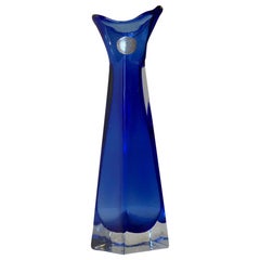 Unusual Blue Swedish Art Glass Vase from Elme Glasbruk