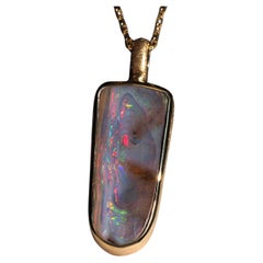 Unusual Boulder Opal Silver 18k Gold necklace anniversary gift for men