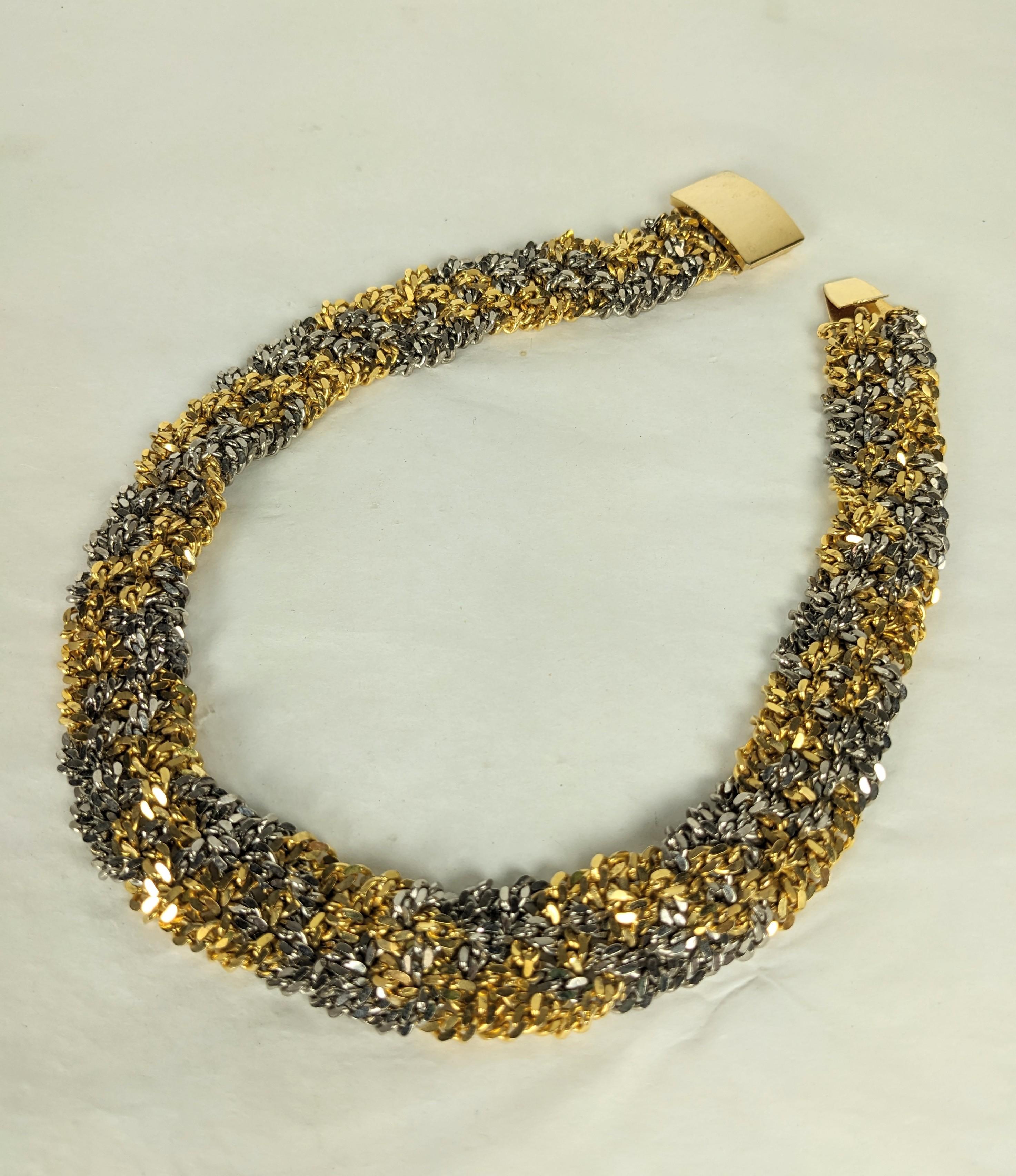 Unusual Braided 2 Tone Chain Necklace In Good Condition For Sale In New York, NY