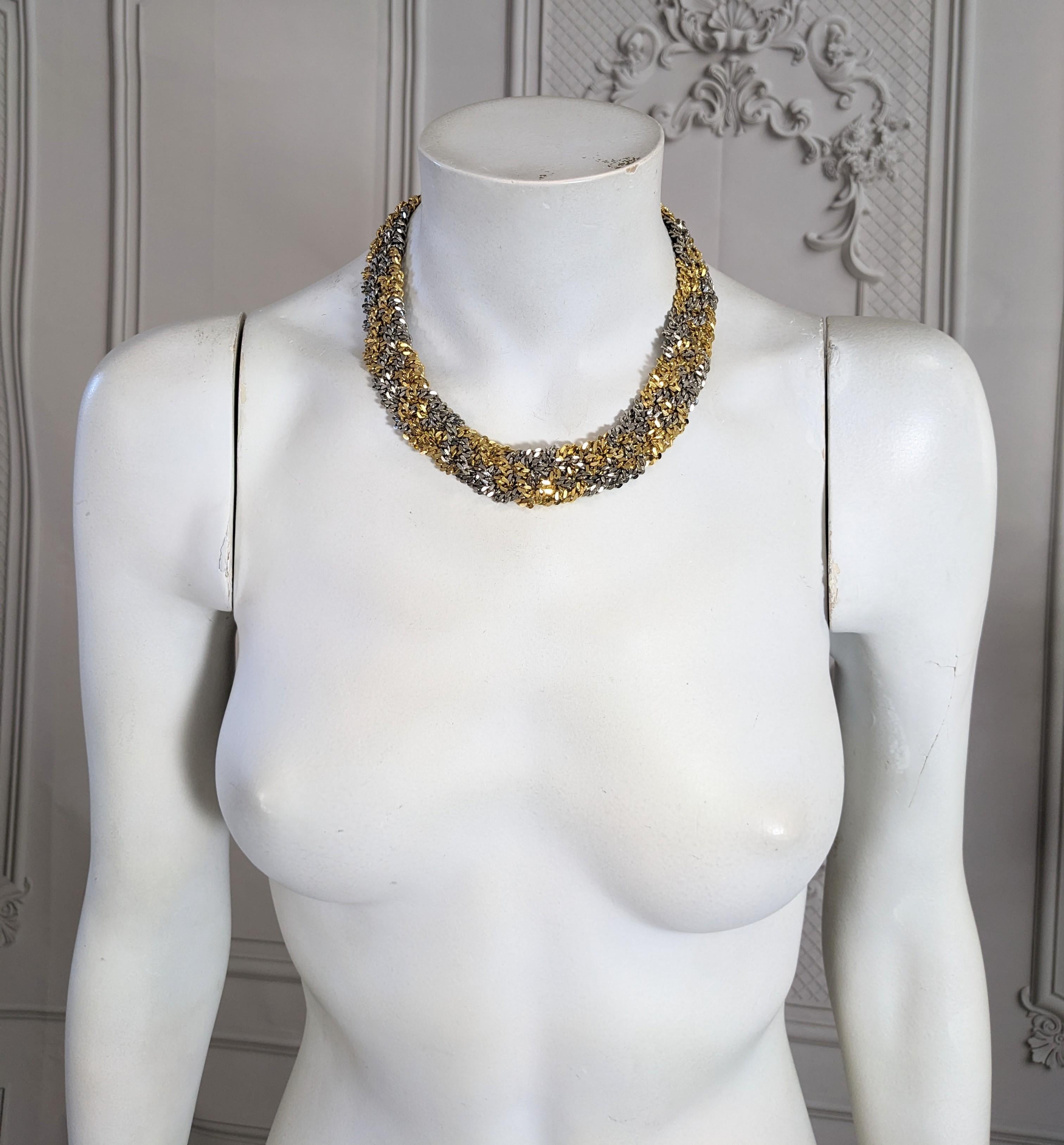 Unusual Braided 2 Tone Chain Necklace For Sale 2