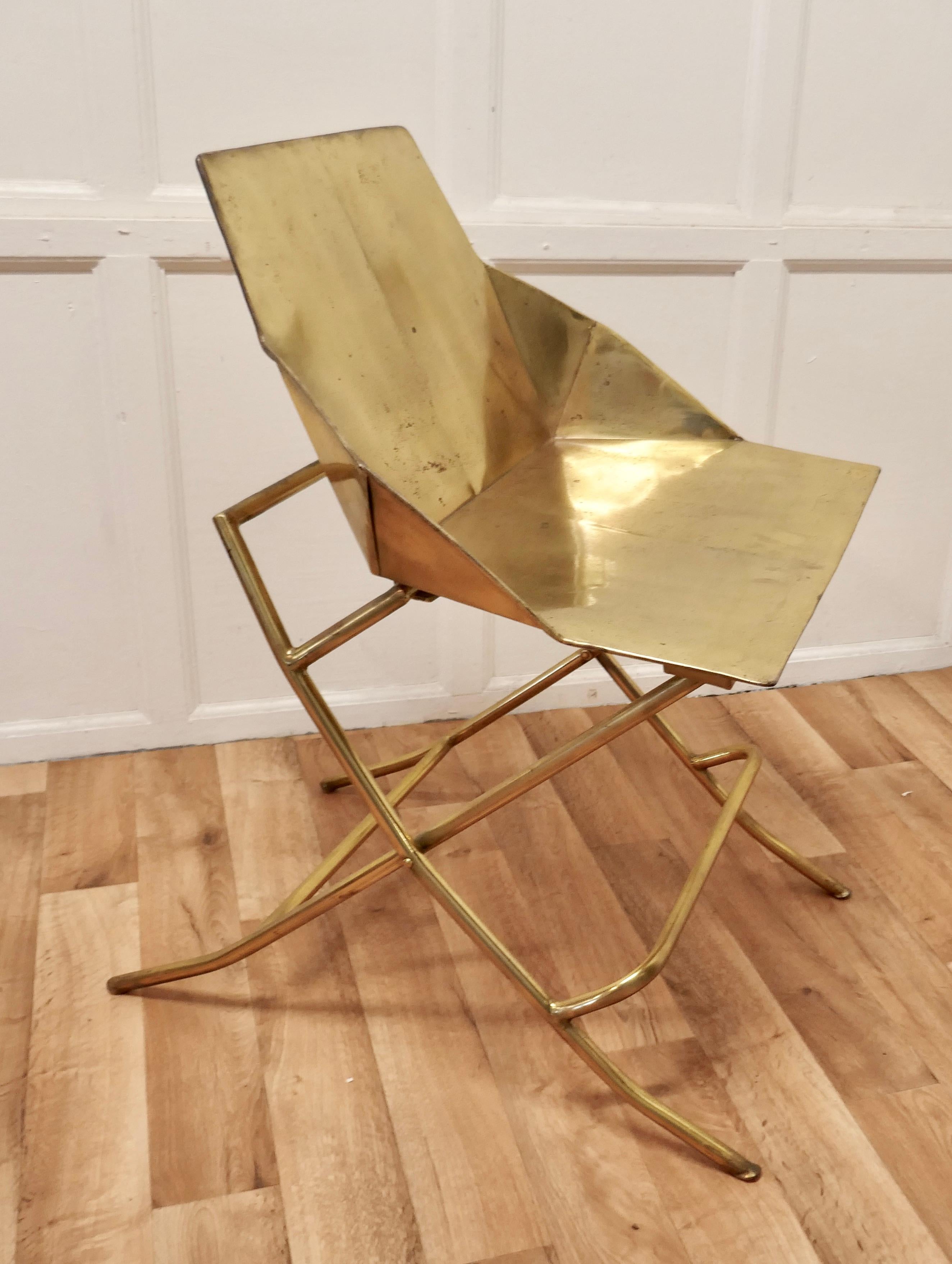 20th Century Unusual Brass Adjustable Designer Chair For Sale