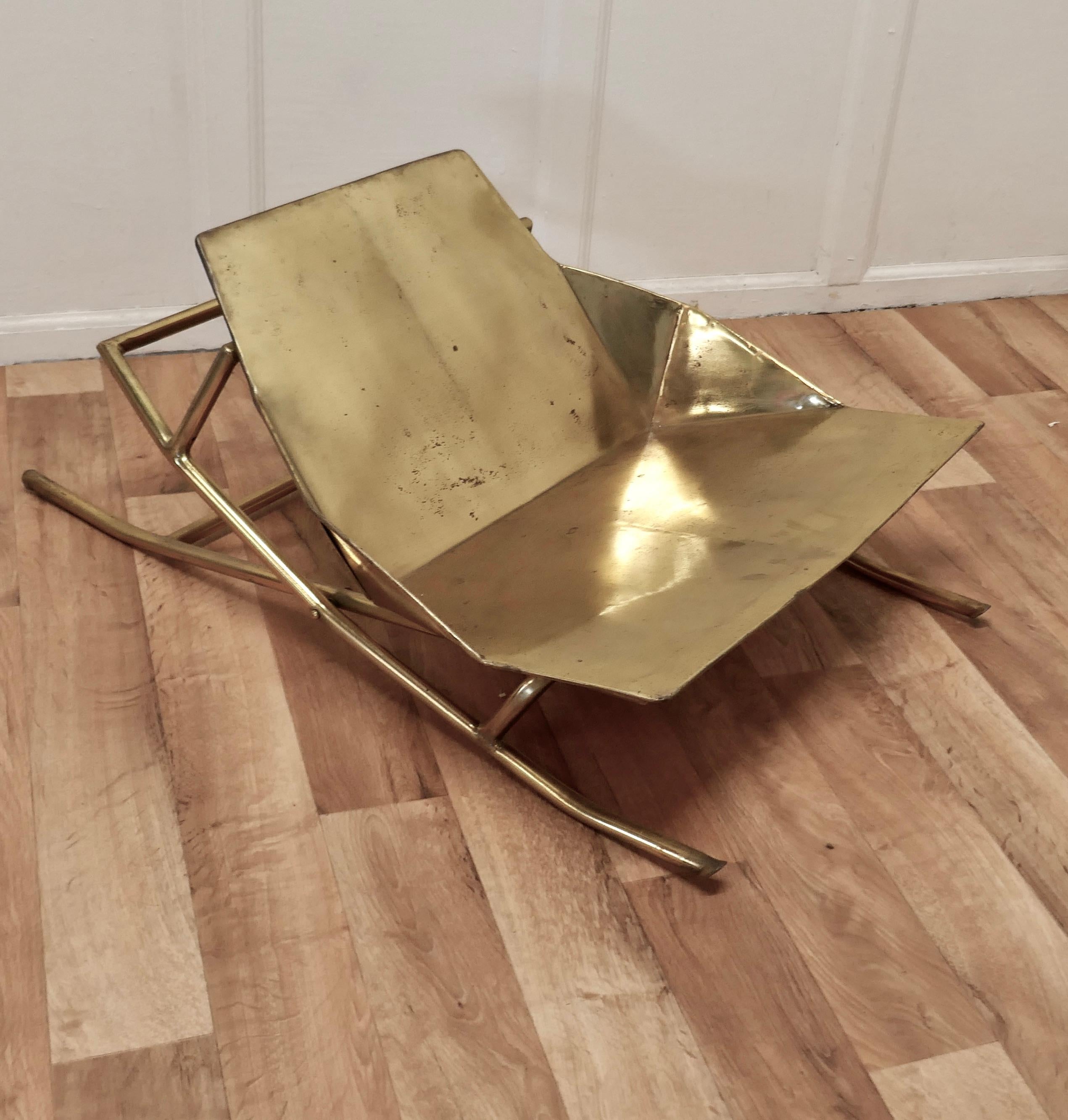 Unusual Brass Adjustable Designer Chair For Sale 1
