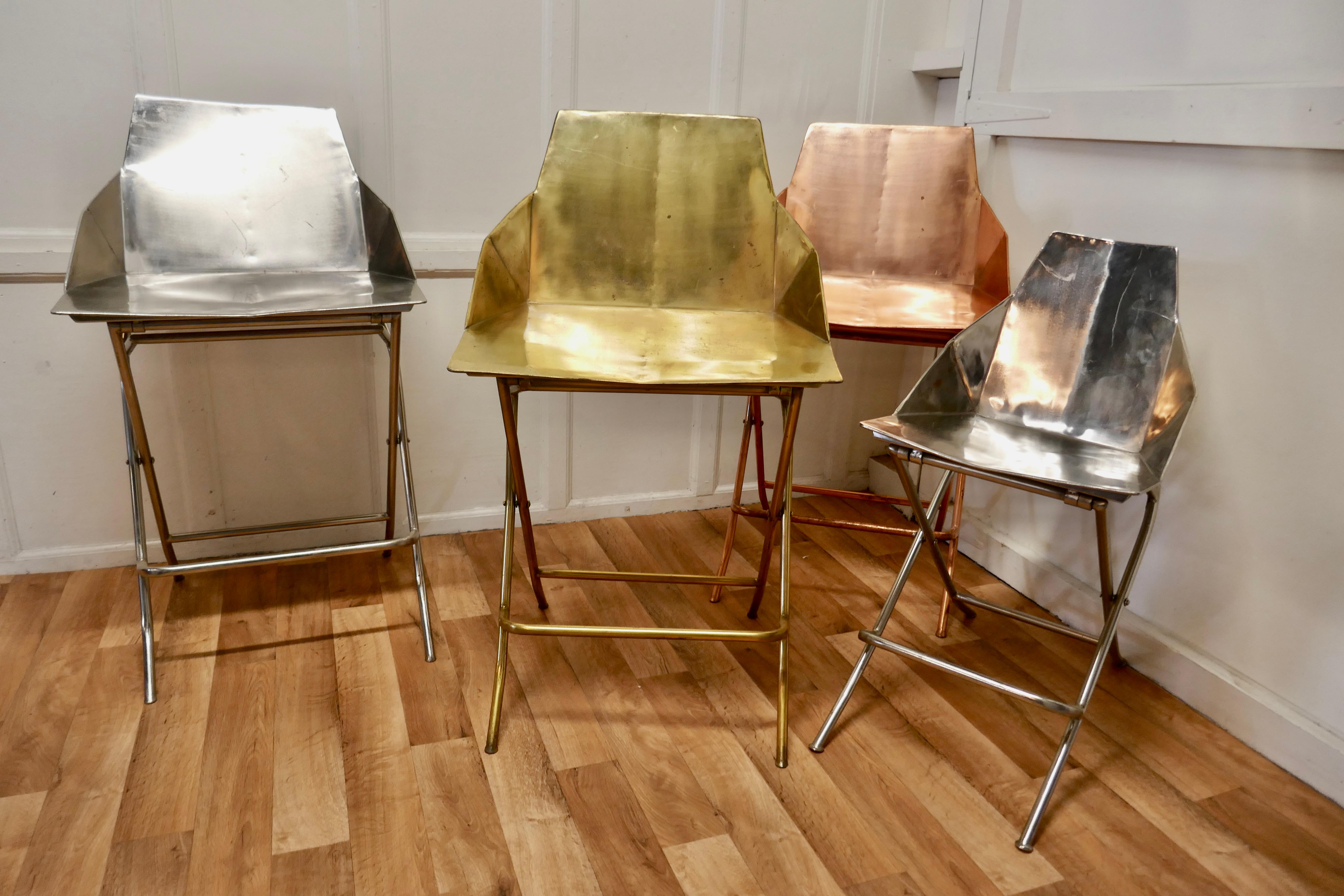 Unusual Brass Adjustable Designer Chair For Sale 2