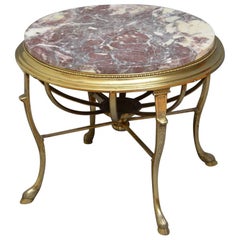 Antique Unusual Brass and Marble Topped Coffee Table 