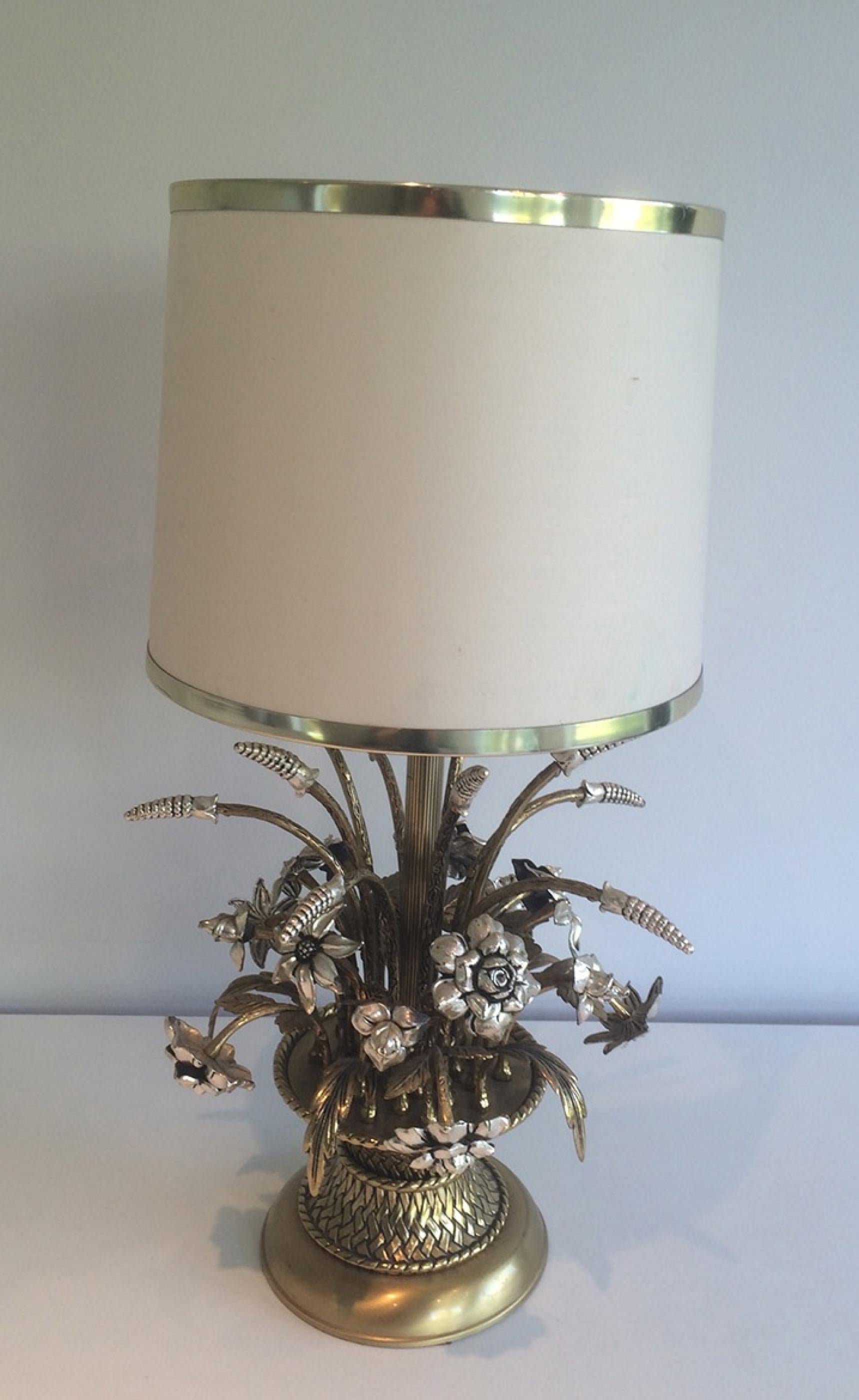 Unusual Brass and Silver Bouquet of Flowers Table Lamp, circa 1960 8