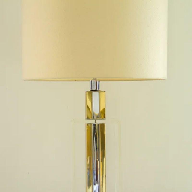 Unusual Brass and Steel Column Table Lamp, 1970s In Good Condition In Donhead St Mary, Wiltshire