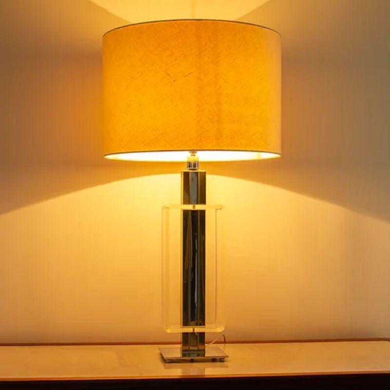 20th Century Unusual Brass and Steel Column Table Lamp, 1970s