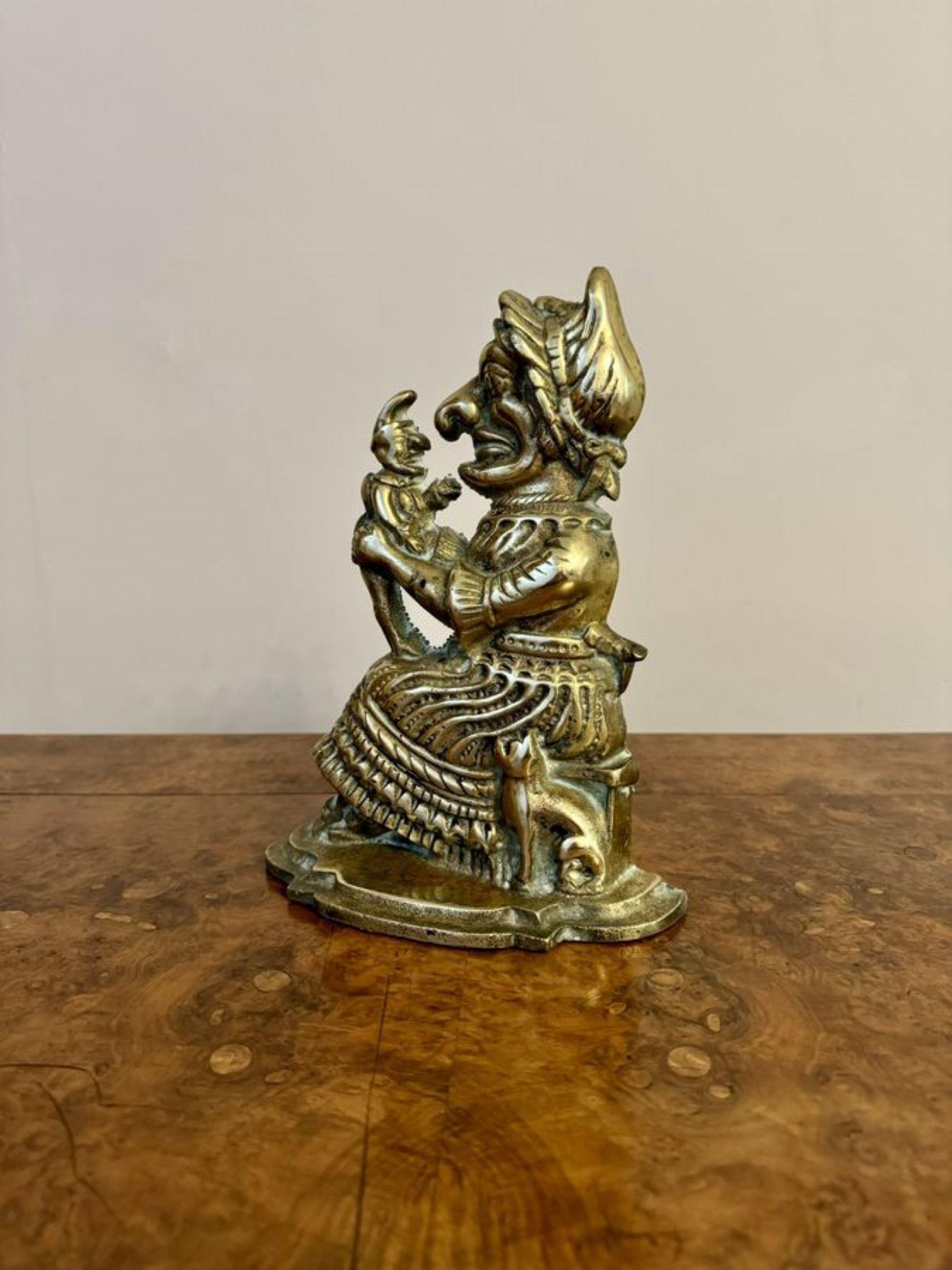 Unusual brass antique doorstop of Mrs Punch In Good Condition For Sale In Ipswich, GB