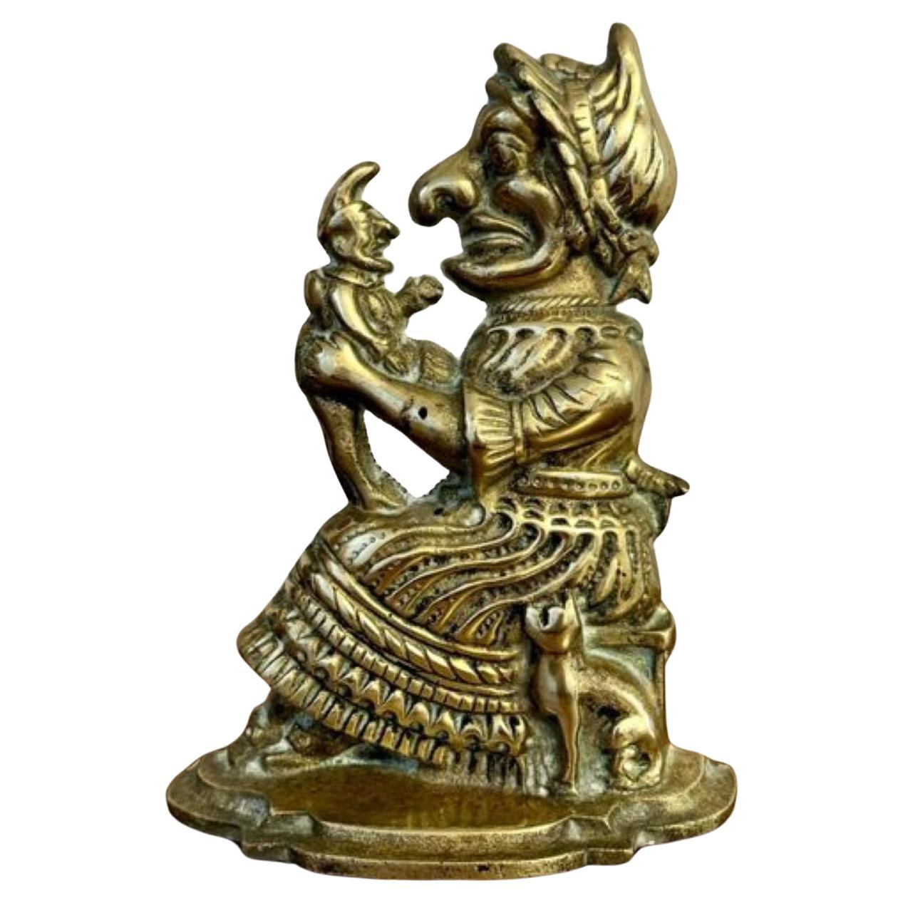 Unusual brass antique doorstop of Mrs Punch