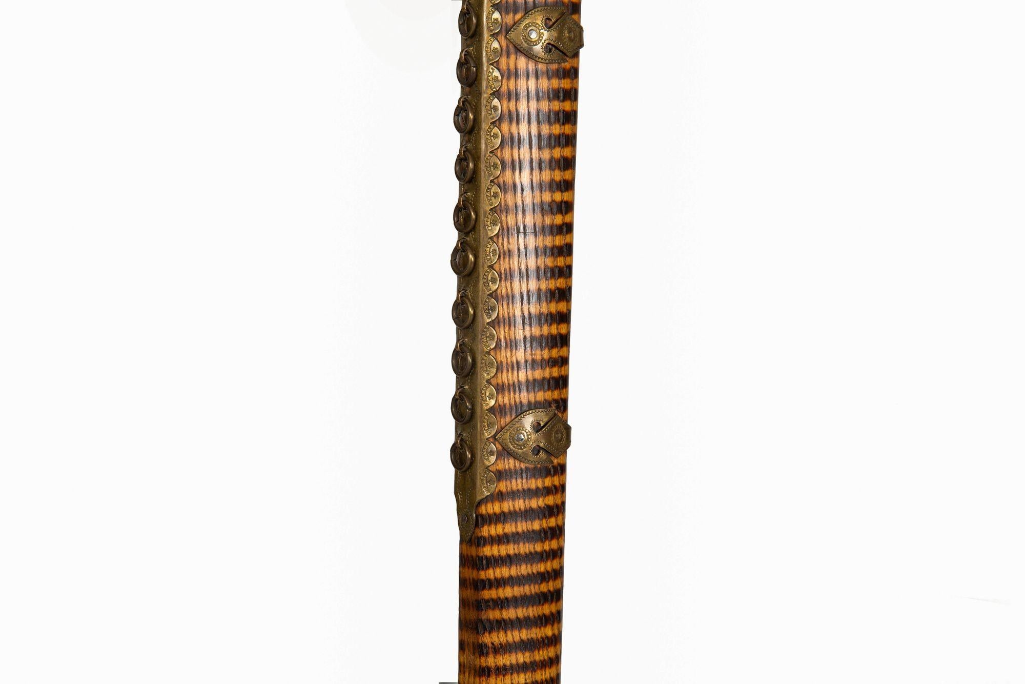 Unusual Brass & Burnt Hardwood Tomahawk-Form Cane Walking Stick For Sale 5