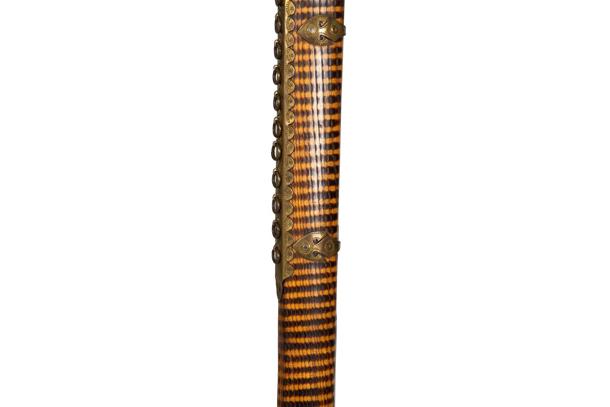 Unusual Brass & Burnt Hardwood Tomahawk-Form Cane Walking Stick For Sale 6