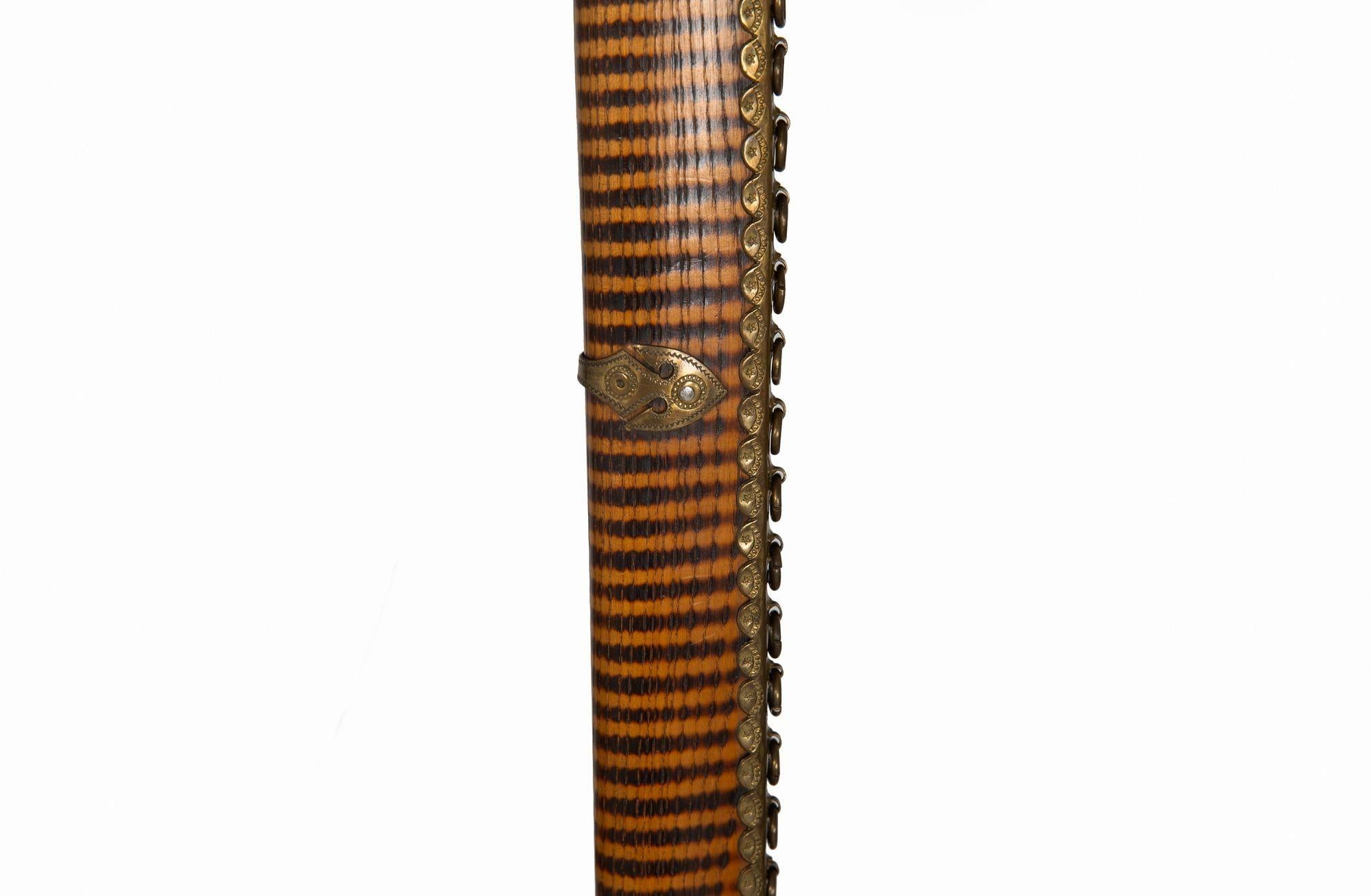 Unusual Brass & Burnt Hardwood Tomahawk-Form Cane Walking Stick For Sale 2