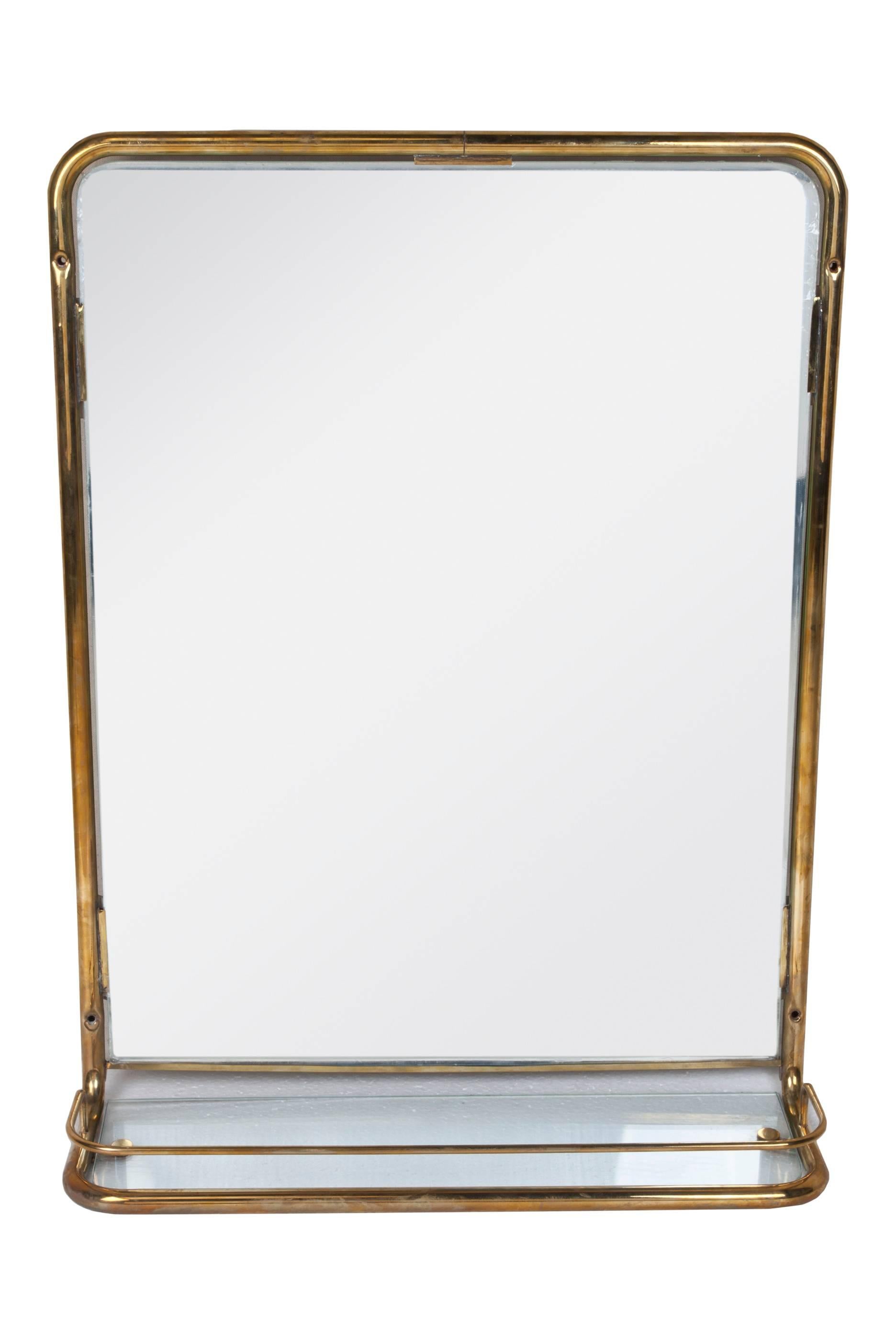 Industrial Unusual Brass Mirror from a Ship's Stateroom, circa 1960s