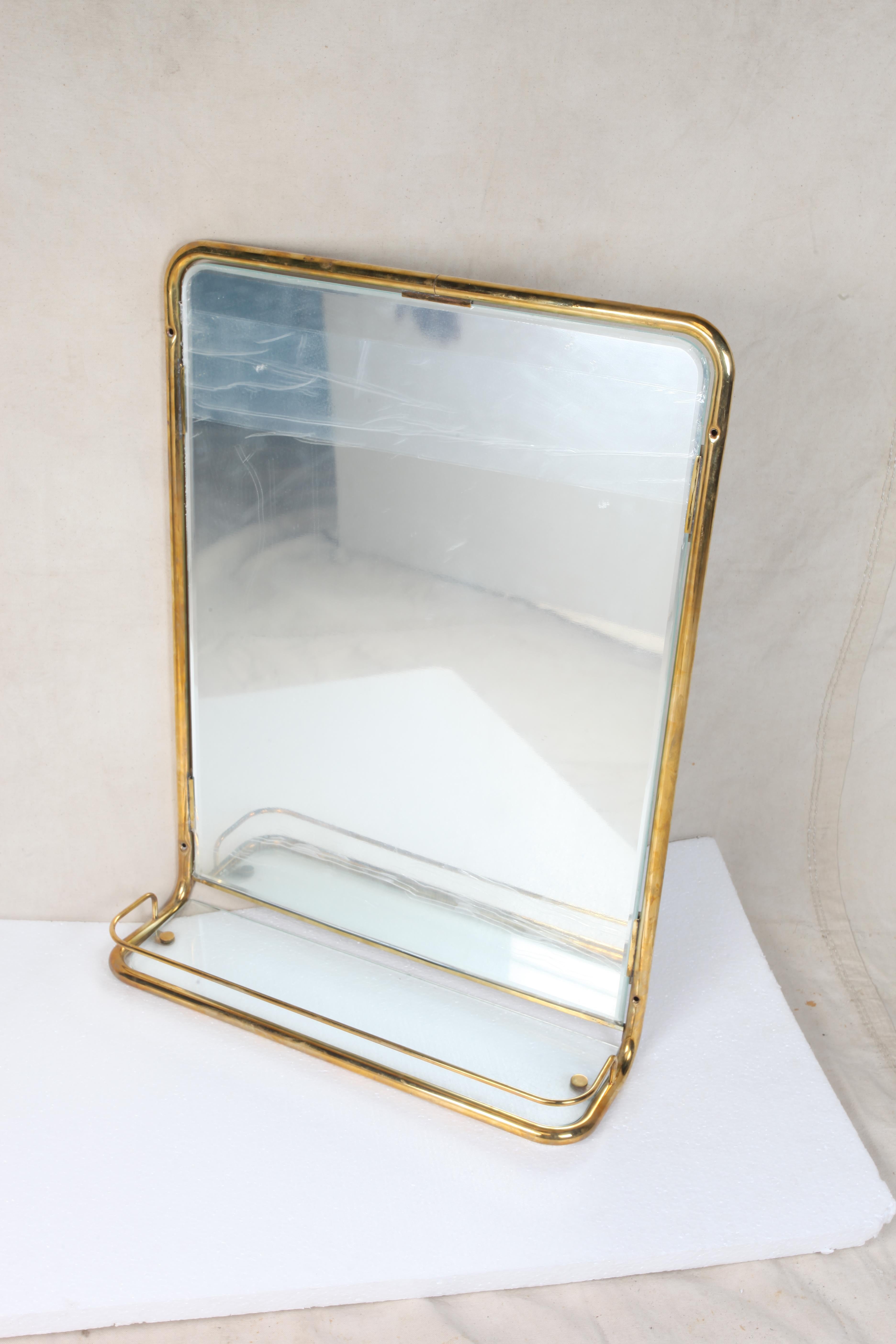 Unusual Nautical Brass Mirror from a Ship's Stateroom, circa 1960s In Good Condition In Nantucket, MA