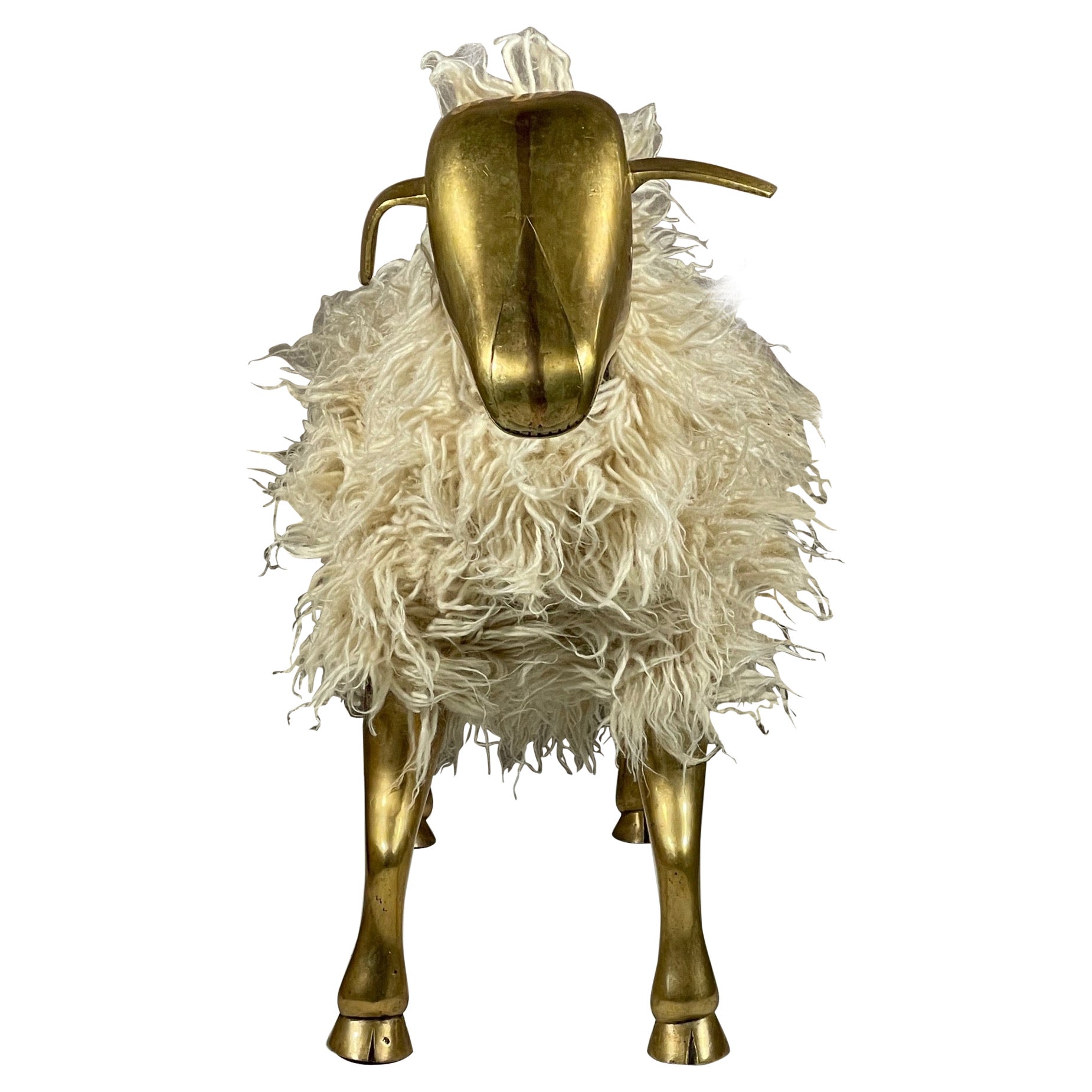 Unusual Brass Sheep Footstool