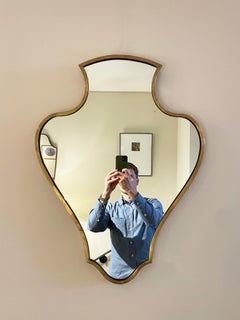 Unusual Brass Shield Mirror