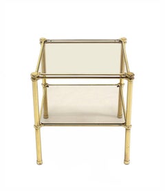 Unusual Brass Square Two-Tier Side or End Table