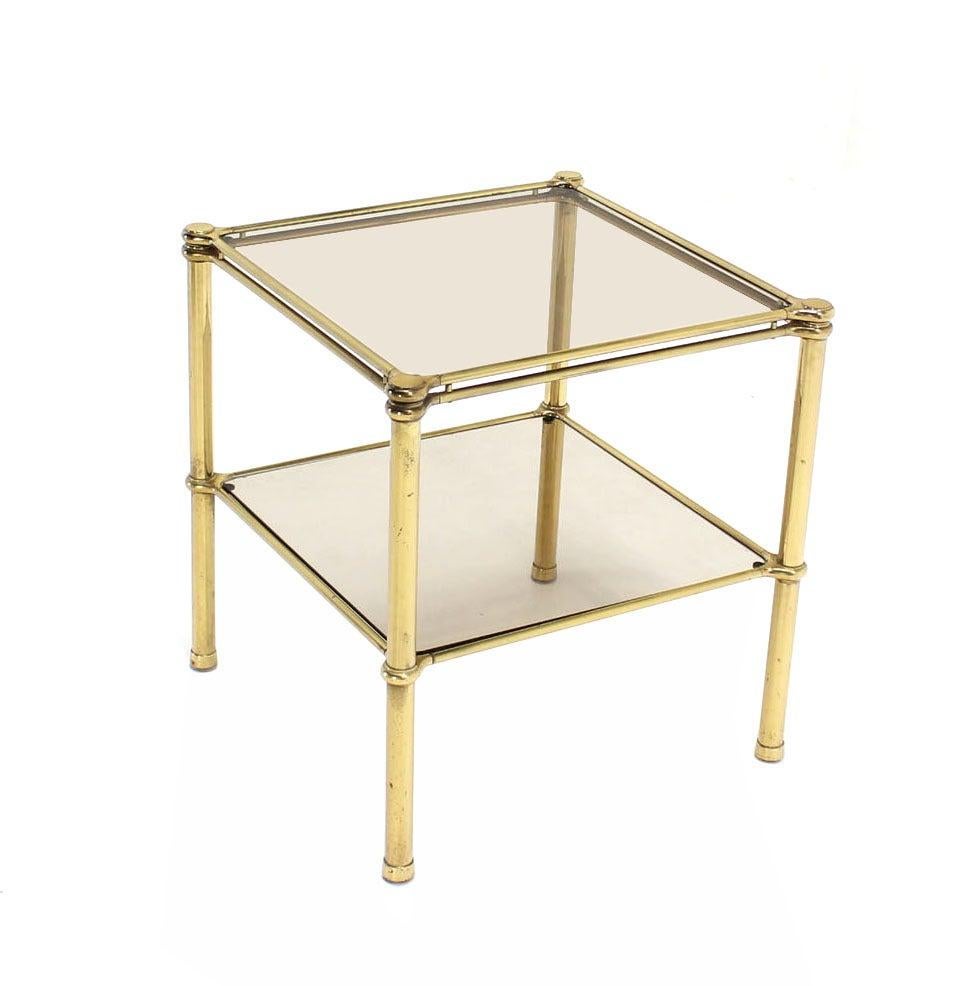 Unusual Brass Square Two-Tier Side or End Table In Good Condition For Sale In Rockaway, NJ