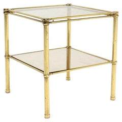 Unusual Brass Square Two-Tier Side or End Table