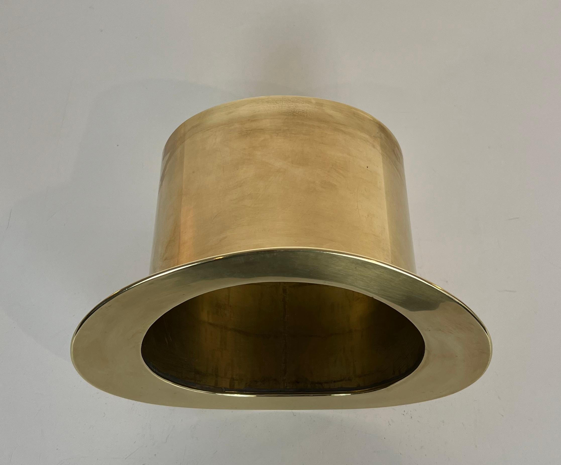 Unusual Brass Top Hat Champagne Bucket For Sale 4