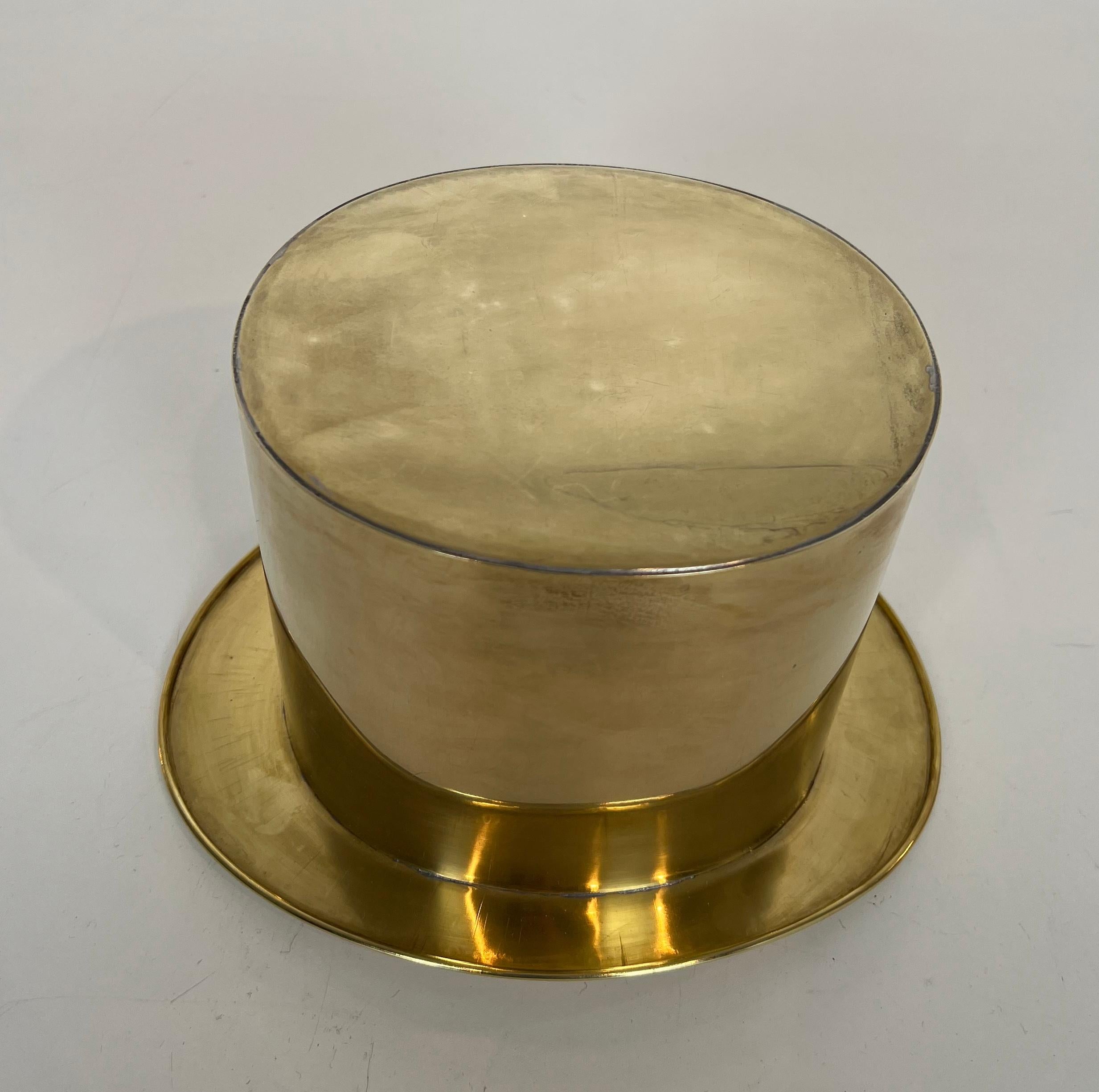 Unusual Brass Top Hat Champagne Bucket For Sale 6