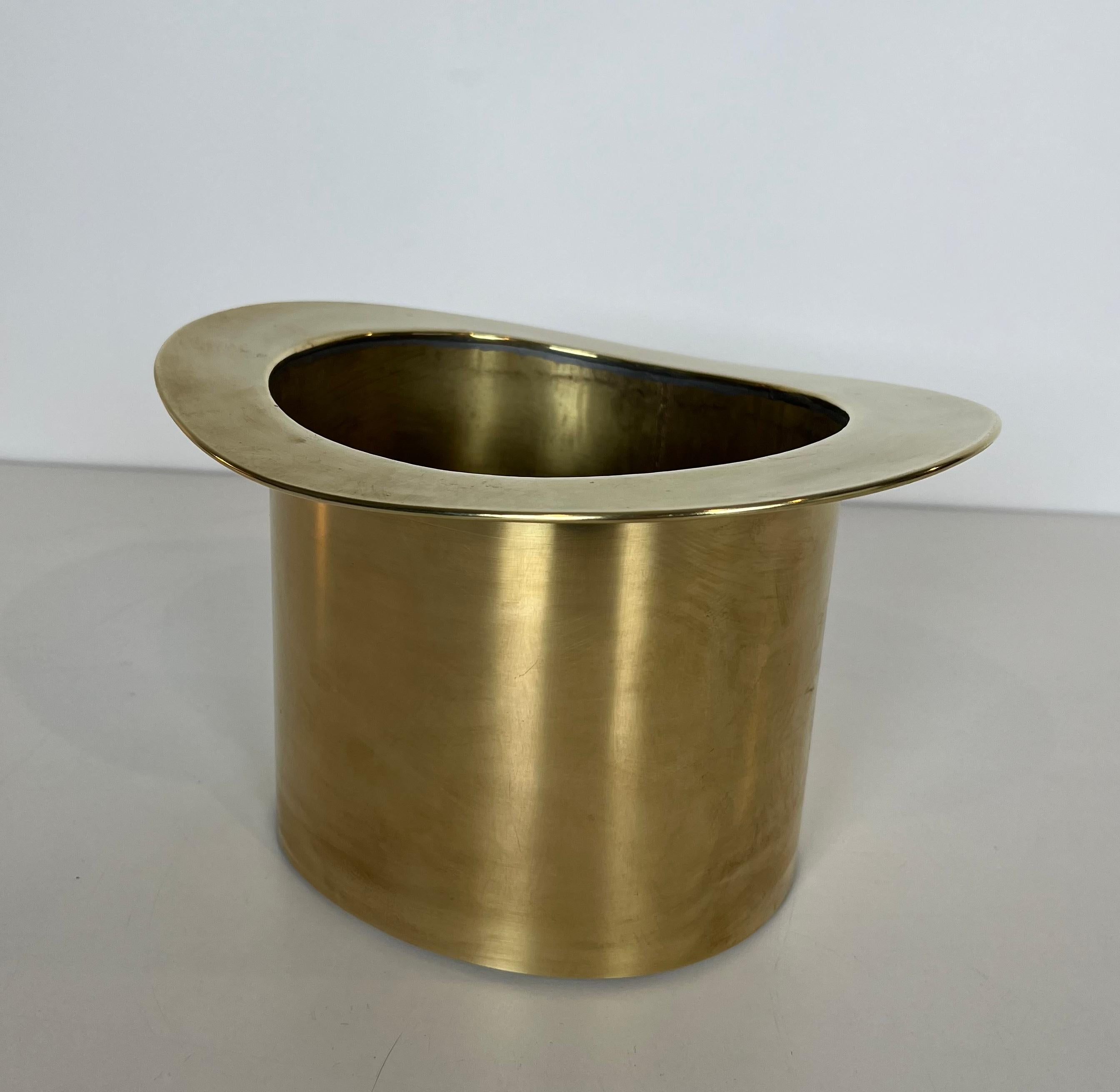 Unusual Brass Top Hat Champagne Bucket For Sale 10