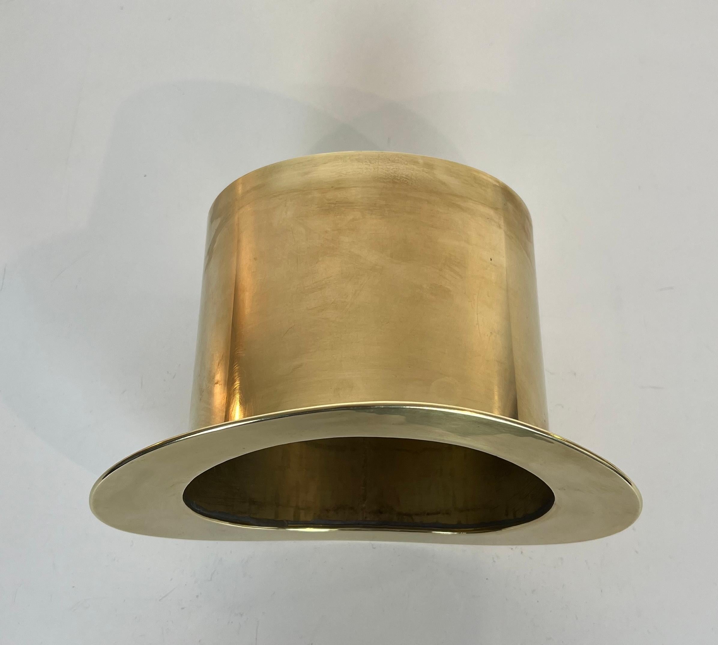 Art Deco Unusual Brass Top Hat Champagne Bucket For Sale