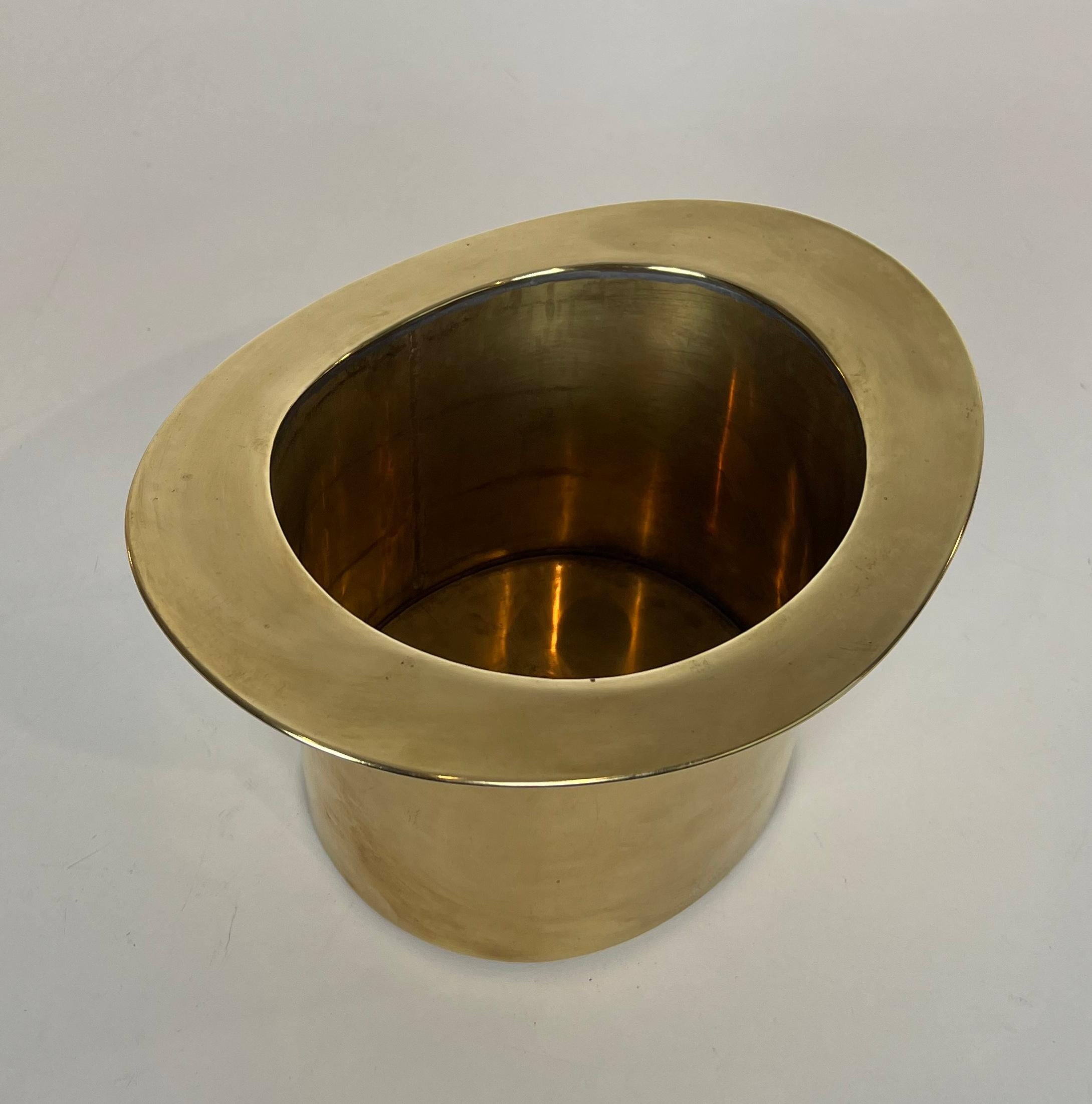 Unusual Brass Top Hat Champagne Bucket For Sale 1