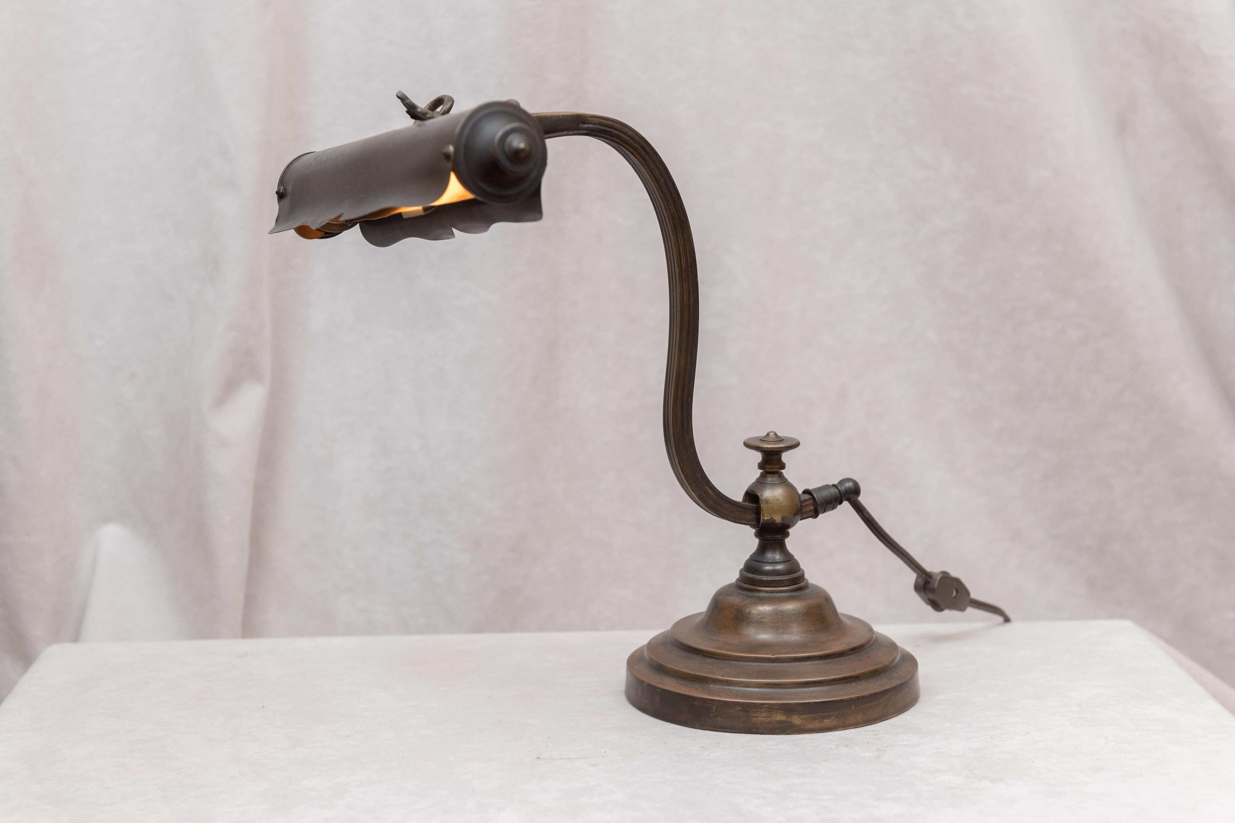 American Unusual Bronze Desk/ Piano Lamp, circa 1910