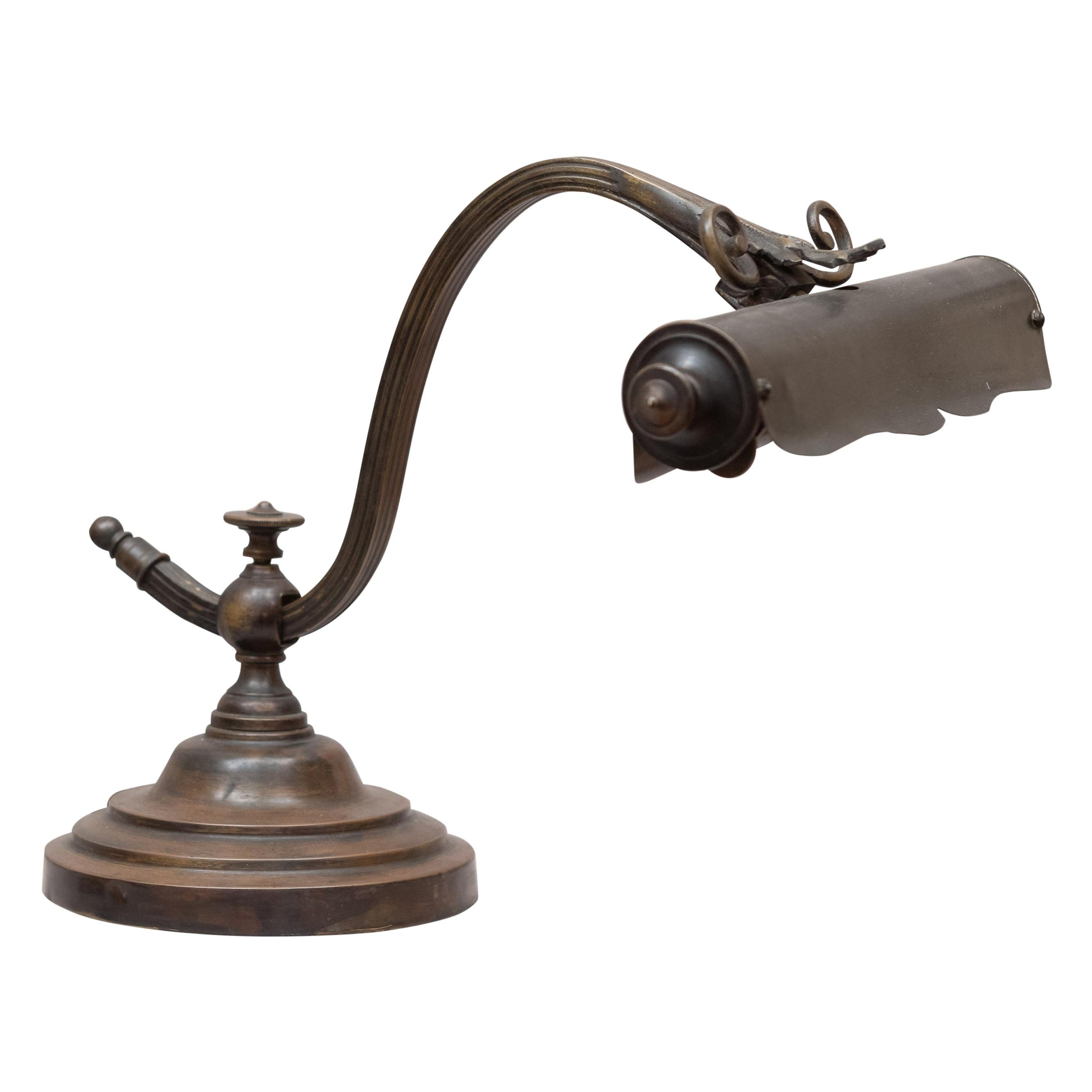 Unusual Bronze Desk/ Piano Lamp, circa 1910