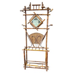 Unusual Brown Wardrobe Made of Bamboo and Rattan, Art Nouveau, Colonial Style