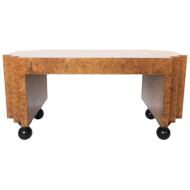 Unusual Burl Wood Writing Table Or Desk With Black Lacquer Legs For Sale At 1stdibs