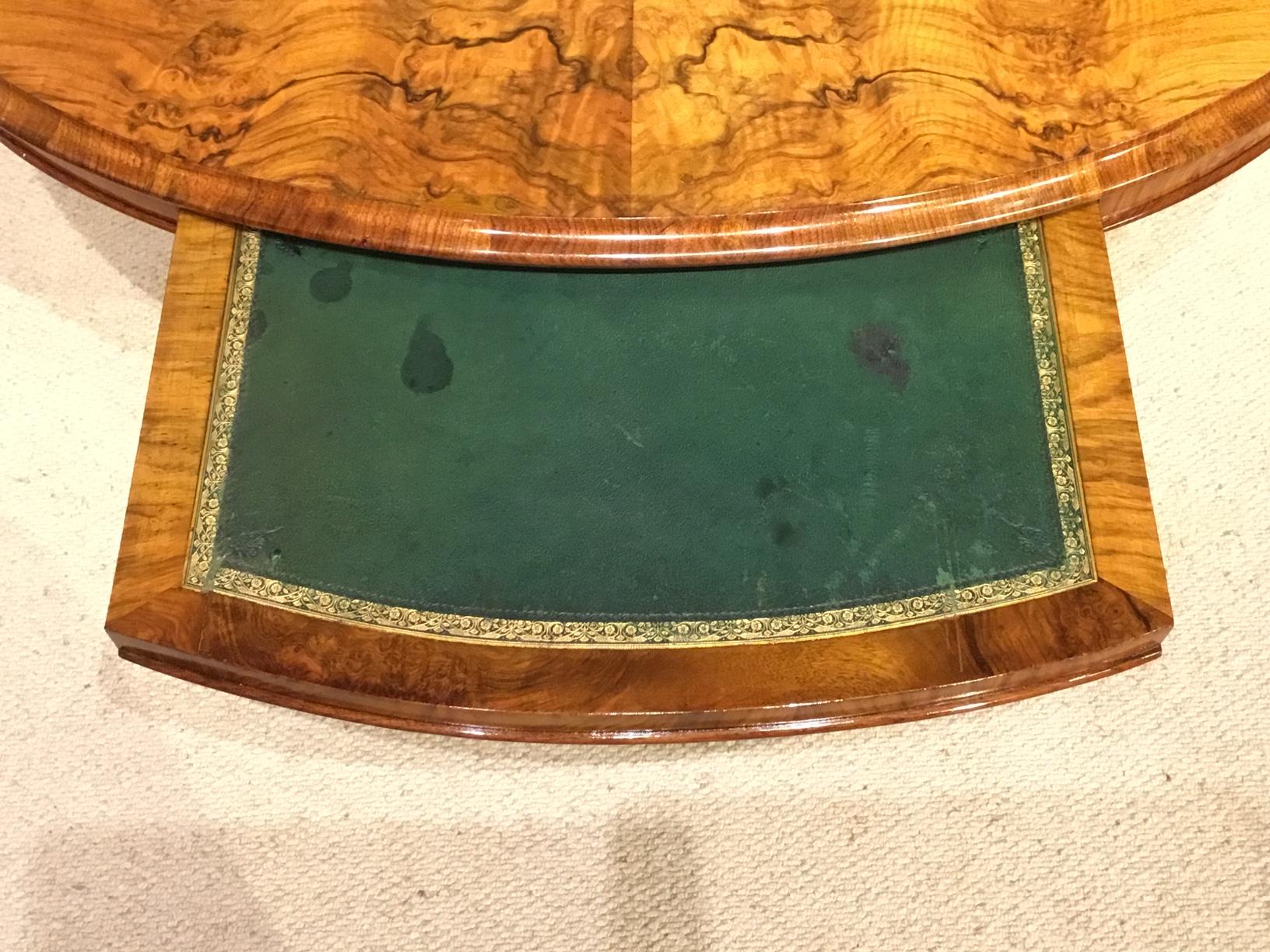 Late 19th Century Unusual Burr Walnut and Walnut Victorian Period Oval Coffee Table with Slide