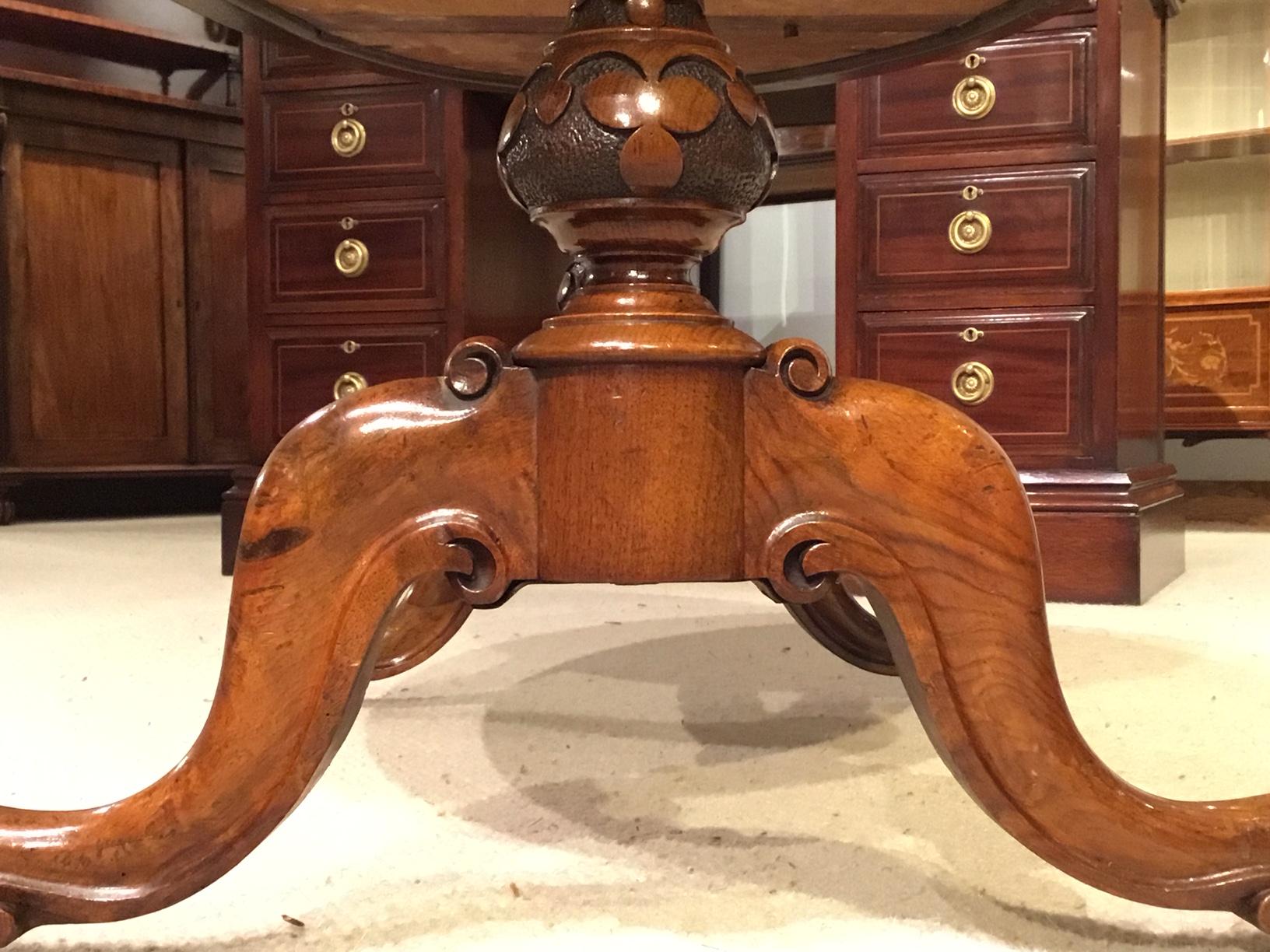 Unusual Burr Walnut and Walnut Victorian Period Oval Coffee Table with Slide 3