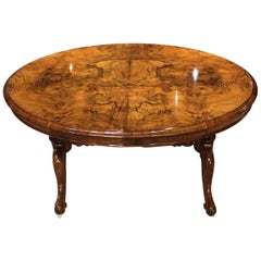 Unusual Burr Walnut and Walnut Victorian Period Oval Coffee Table with Slide