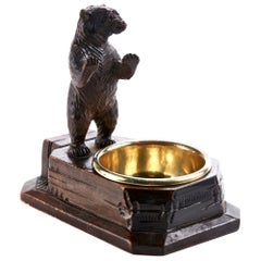 Antique Unusual Carved Black Forest Bear Match Box Striker