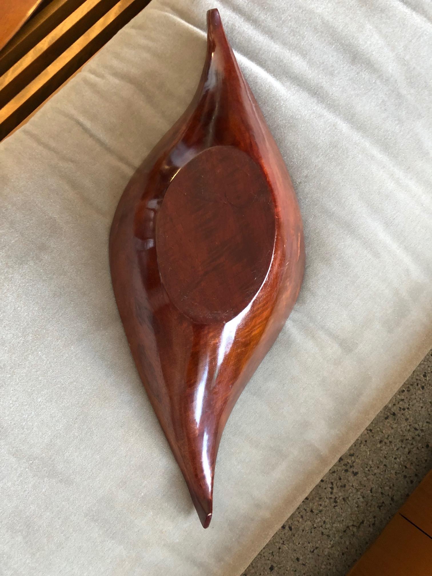 Unusual Carved Mahogany Bowl with Tray For Sale 1