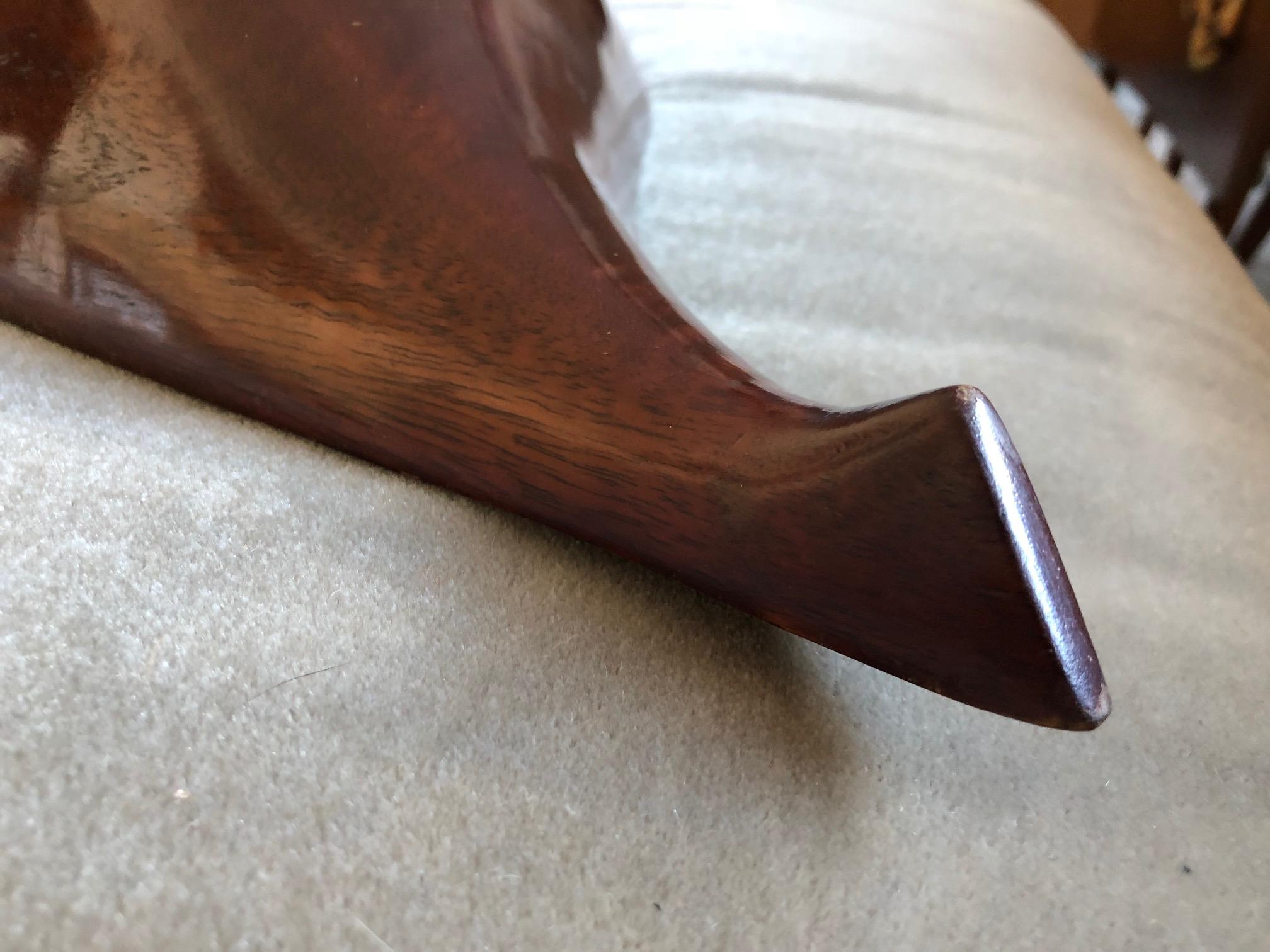 Unusual Carved Mahogany Bowl with Tray For Sale 2